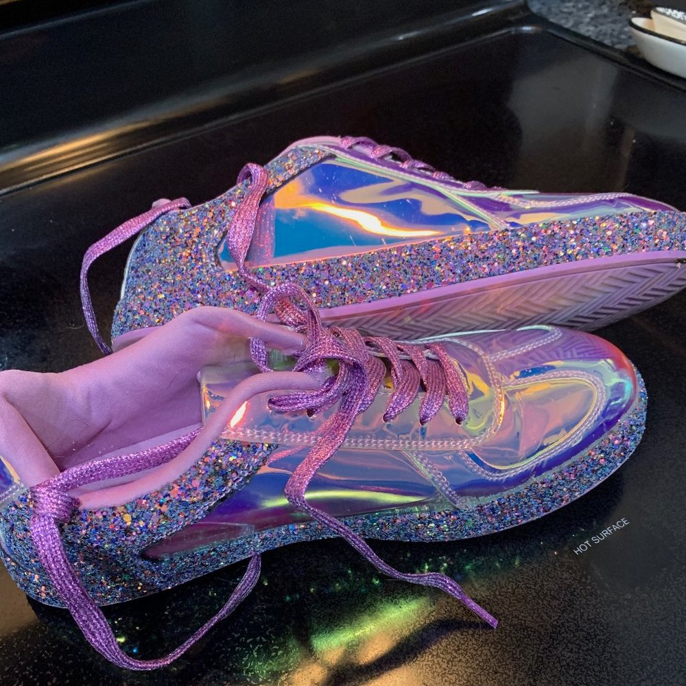 Roxy Rose Metallic Leather Glitter sneakers size 9